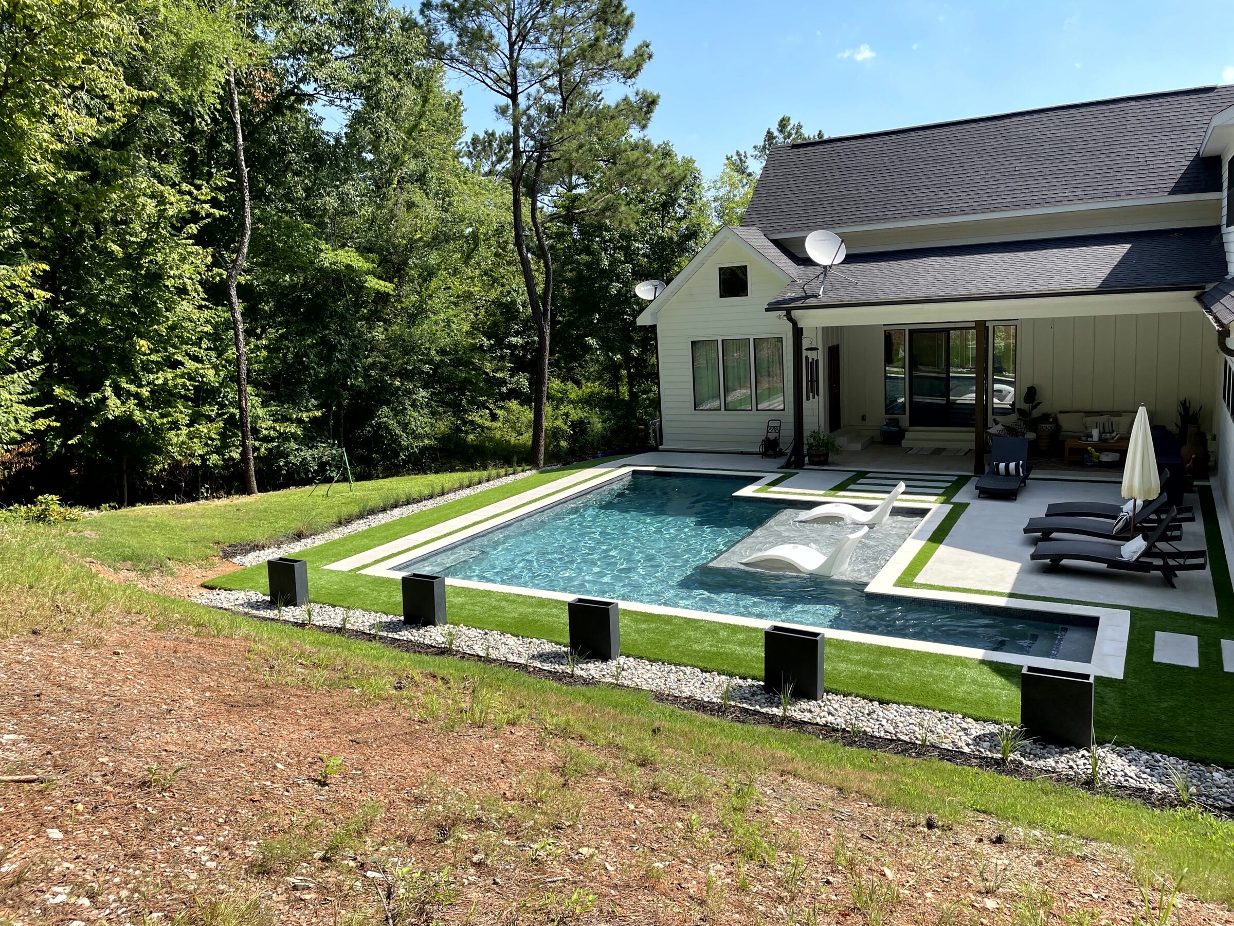 Backyard overview — pool laid out to maximize the space