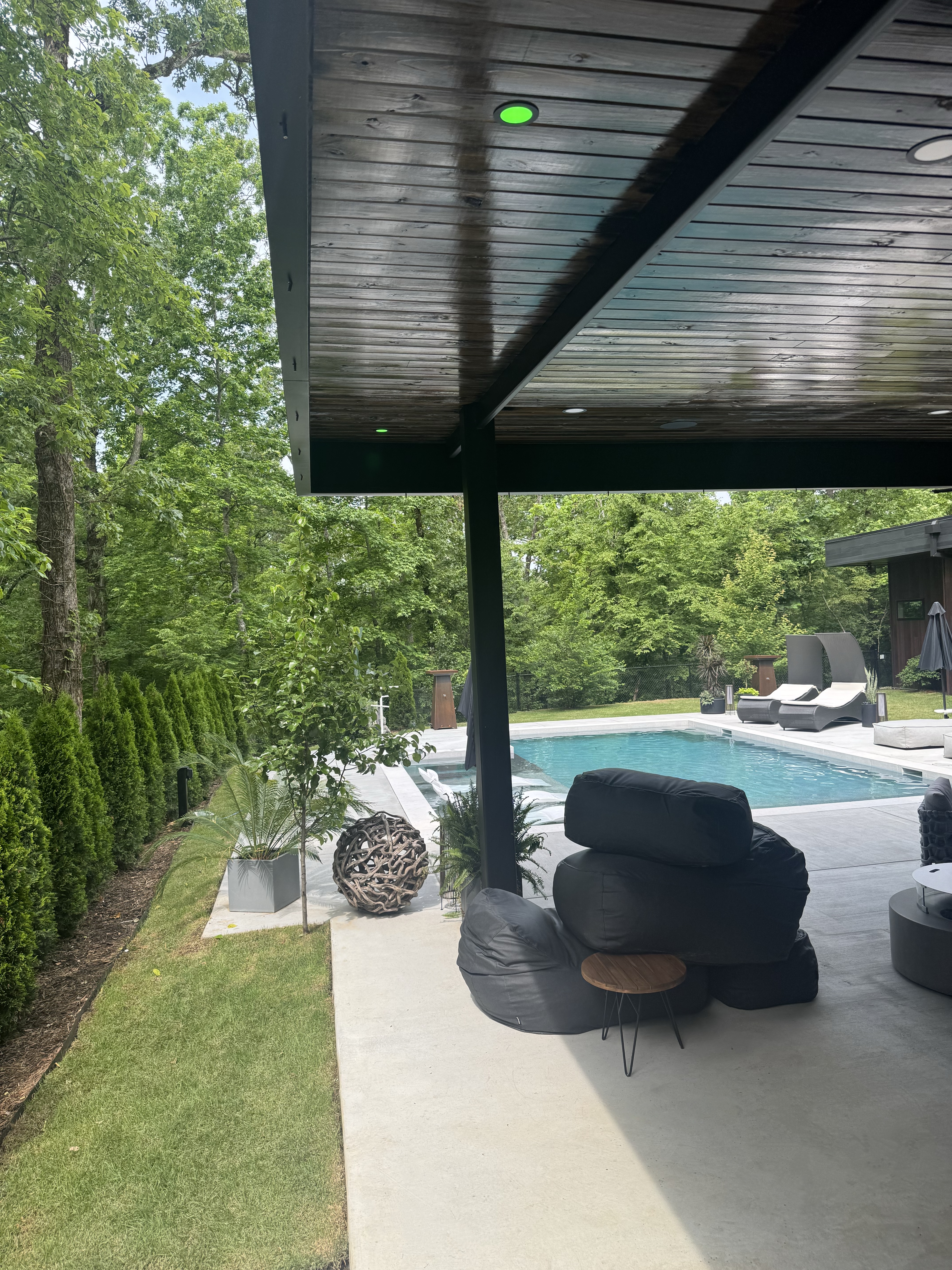 Evening view of the finished backyard