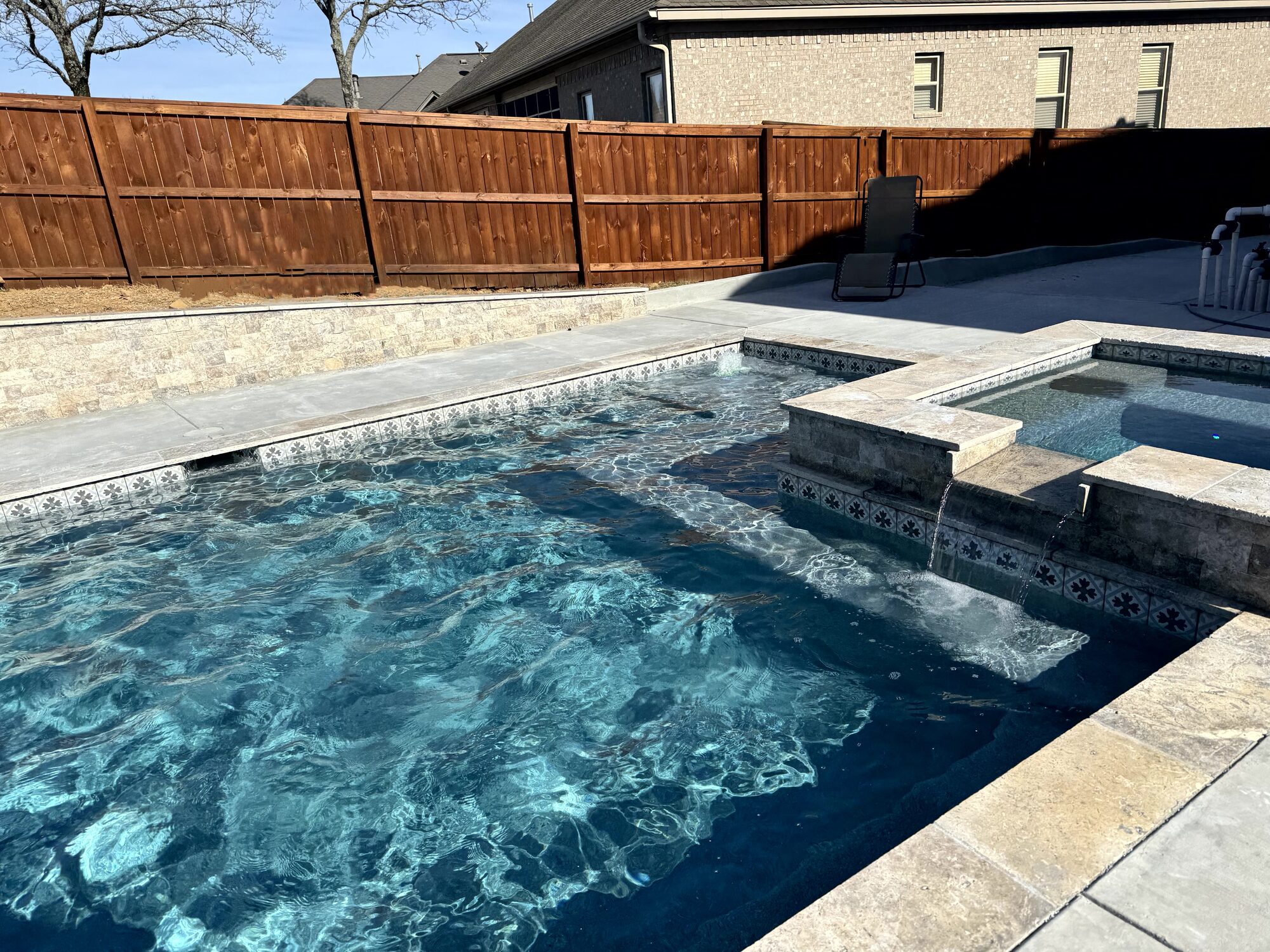 Water bowls spilling into the pool